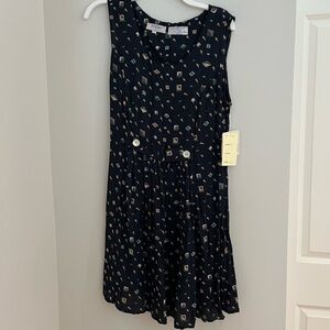 Elegant Navy Geometric Print Dress